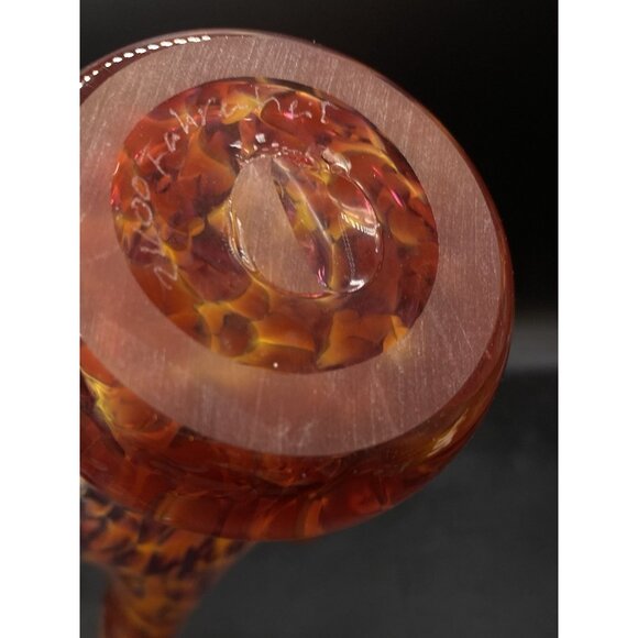 2400 Fahrenheit Studio Art Glass Vase Abstract Orange Pink Yellow 7.5” Hawaii - Picture 9 of 9